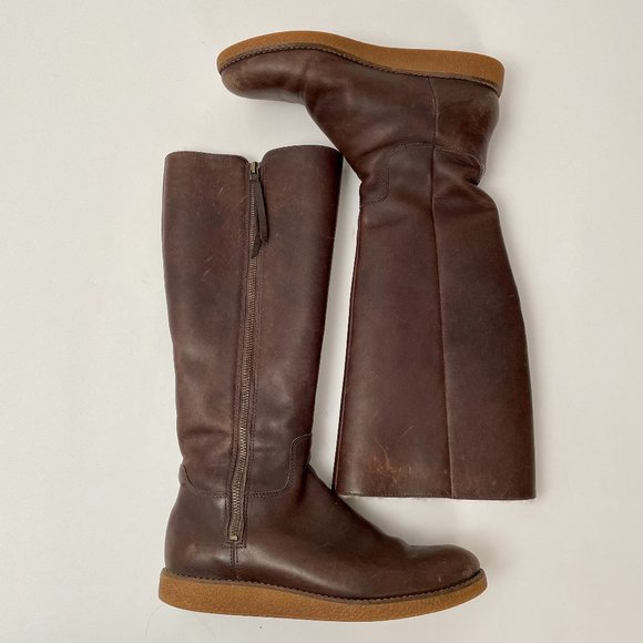 Cole Haan Grand OS Brown Leather Waterproof Tall Zip Up Boots, Size 8 - Picture 1 of 10